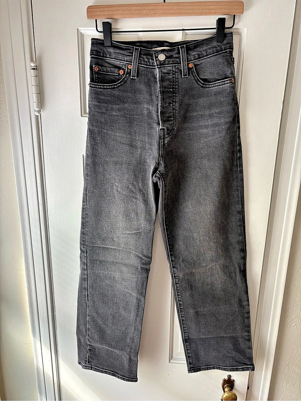Levi's Ribcage Straight Ankle Jeans Gray/Black